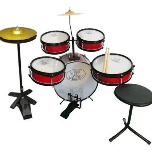 BATERIA INFANTIL ROCK BABY COMPLETA COM MAQUINA DE CHIMBAL VERMELHA