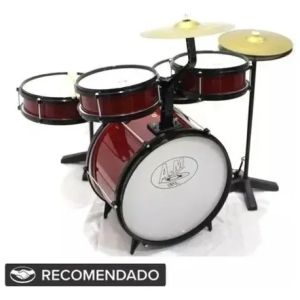 BATERIA INFANTIL ROCK BABY COMPLETA COM MAQUINA DE CHIMBAL VINHO