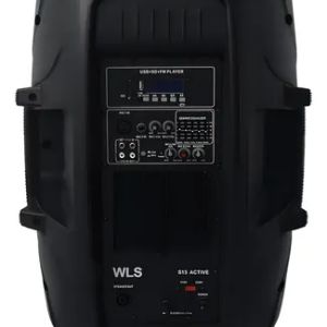 CAIXA WLS ATIVA S-15 - 250 WATTS RMS EM 4 OHMS - FALANTE DE 15" E DRIVE DE TITANEO - USB + BLUETOOTH - EQUAL 5 BANDAS - ALIMENTA PASSIVA - PRETA