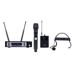 MICROFONE DYLAN SEM FIO D-9005S - DUPLO (MÃO + HEADSET)  - 1 RECEPTOR UHF COM 2 ANTENAS - 1 BASTÃO  1 RECEPTOR E UM HEADSET