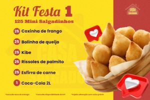 Kit 1 - 125 Mini salgados+1 Coca2l
