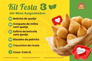 KIT 3 - 125 MINI SALGADOS+1COCA2L - VEGETARIANO
