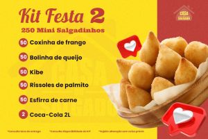 Kit 2 - 250 Mini salgados+2 Coca 2l